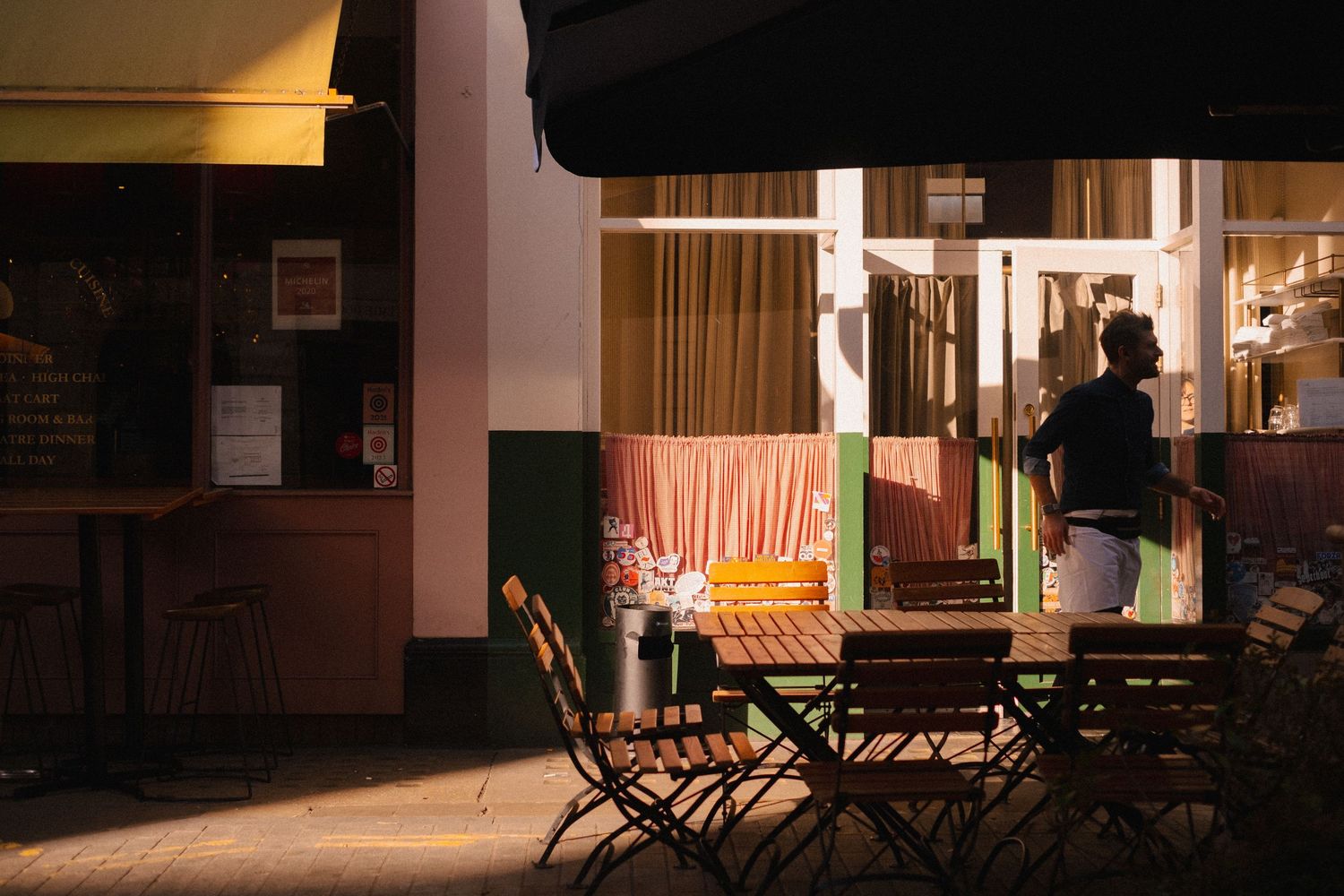 street photography of restaurant in london