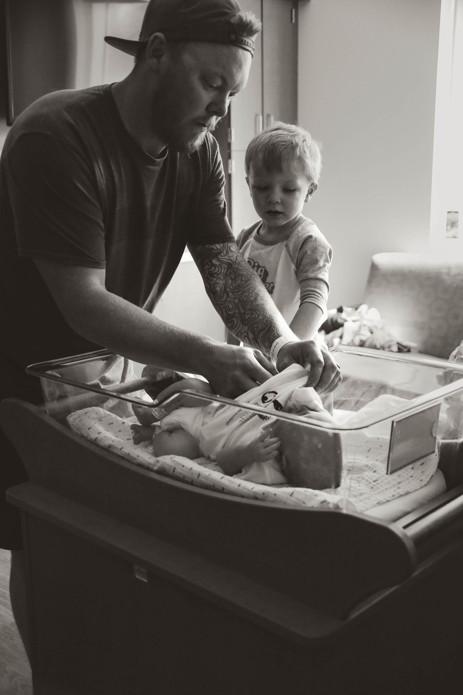 New family of four at hospital after birth Southeast Minnesota