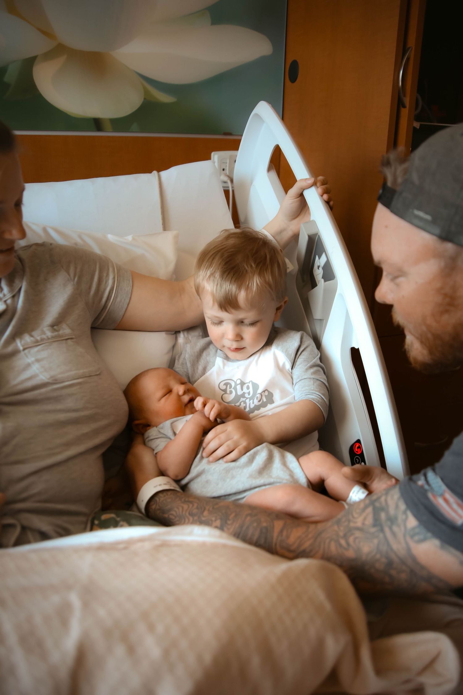 New family of four at hospital after birth Southeast Minnesota