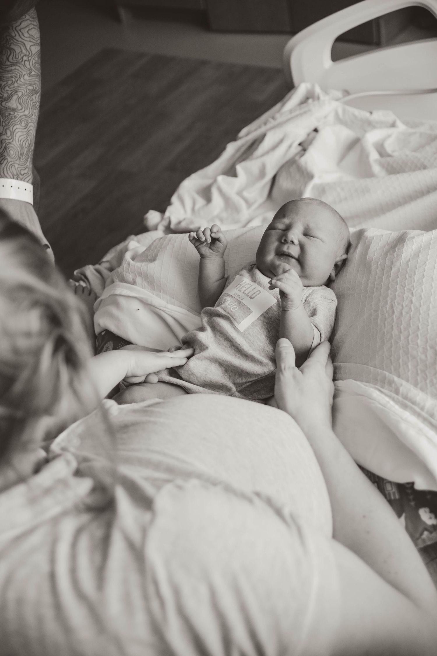 New family of four at hospital after birth Southeast Minnesota