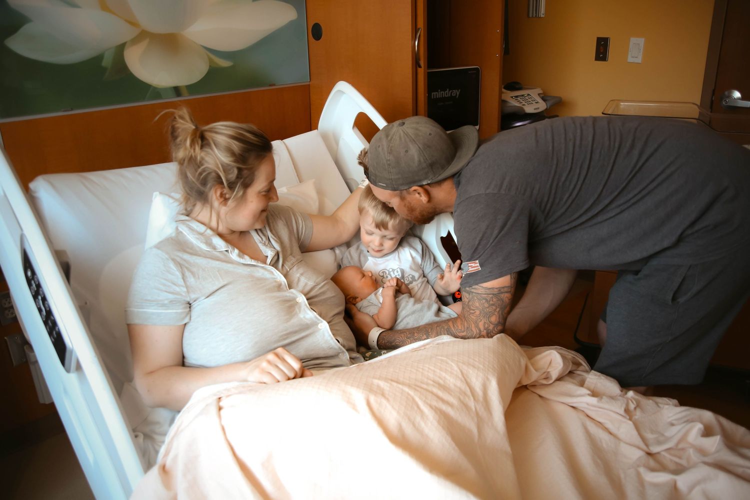 New family of four at hospital after birth Southeast Minnesota