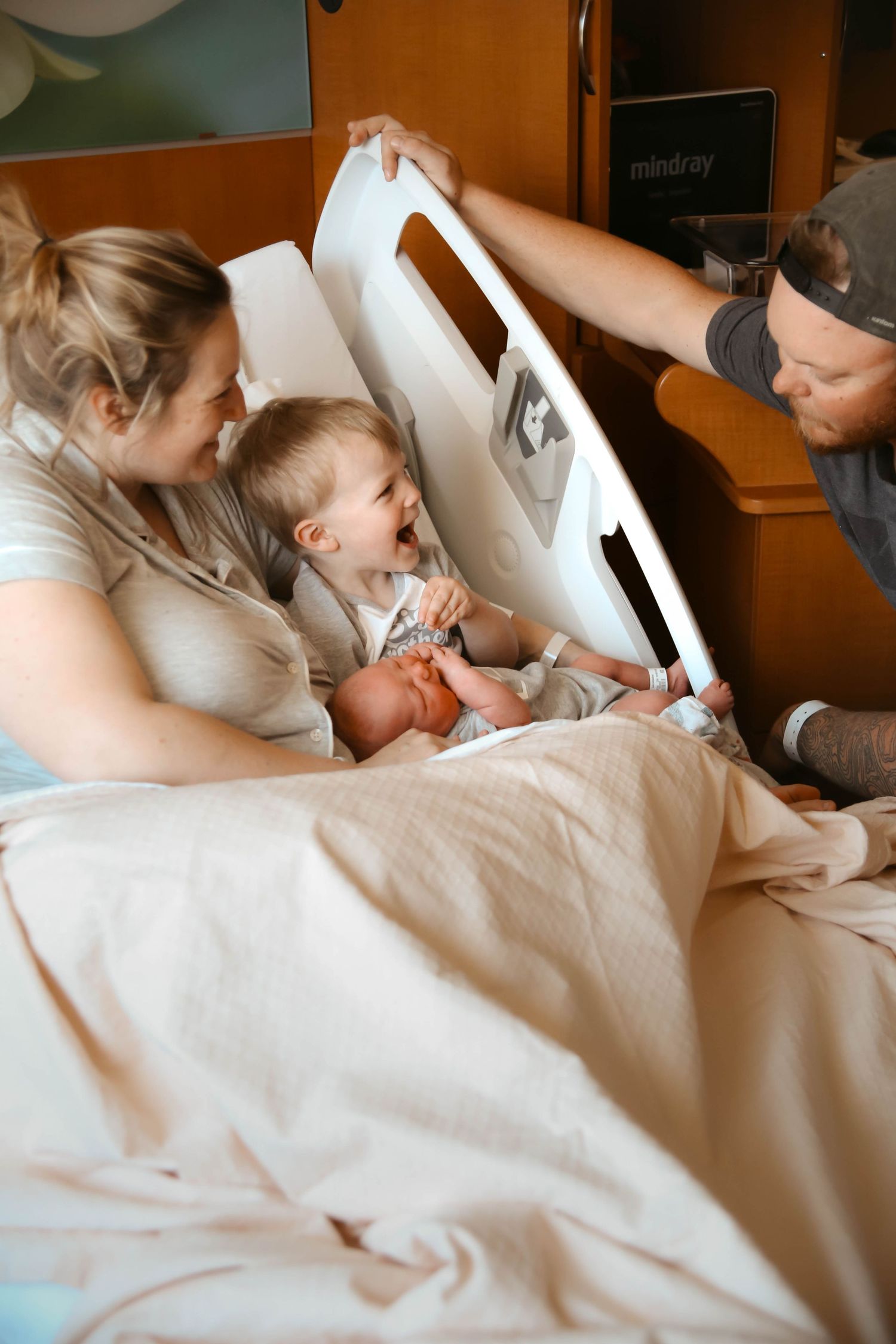 New family of four at hospital after birth Southeast Minnesota