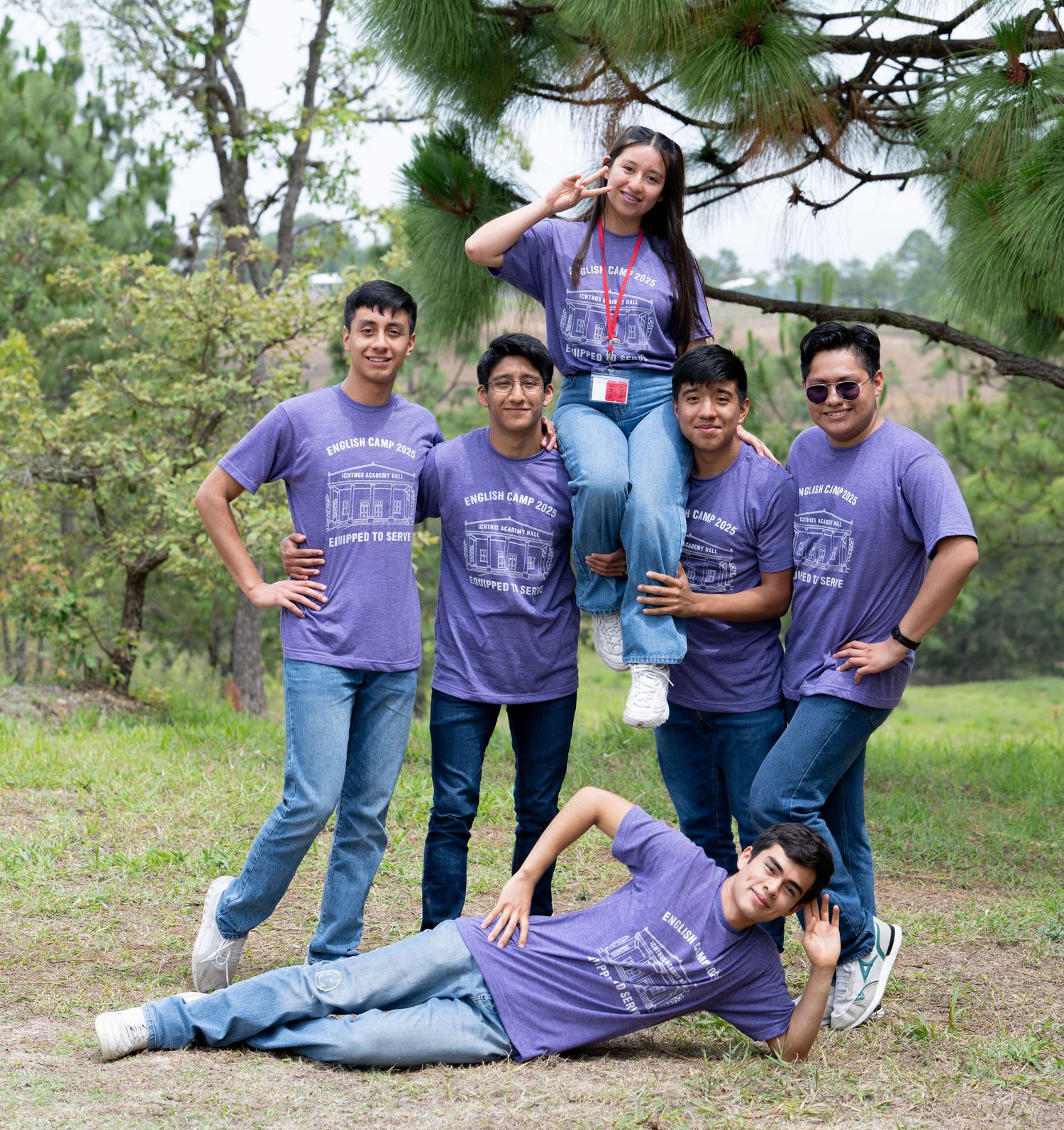 Group portrait photographed outdoors during a school event