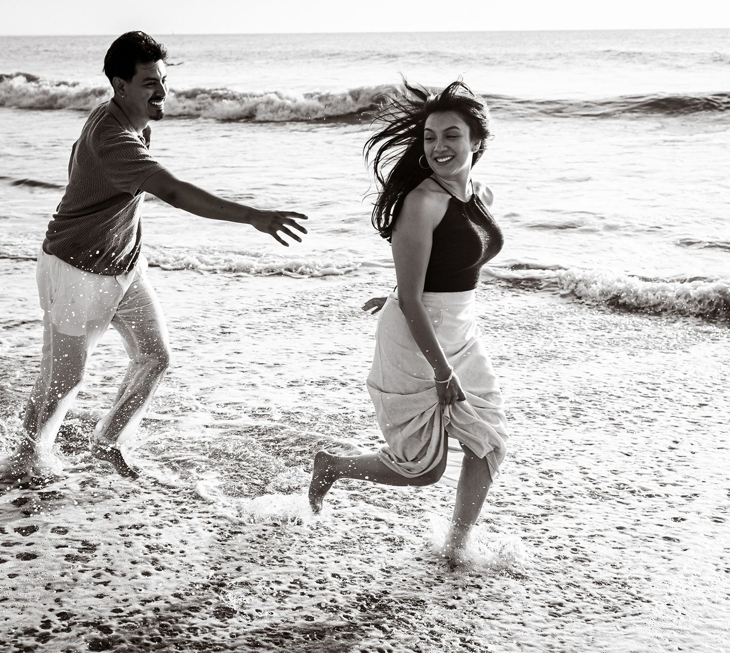 Documentary portrait of couple on beach in Savannah