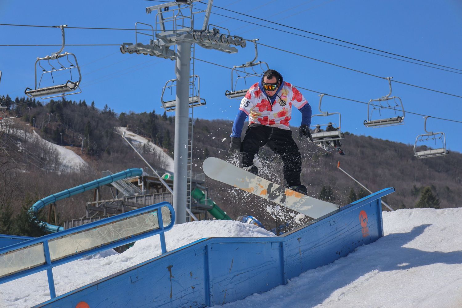 Rail jam at Camelback Mountain in the Poconos.