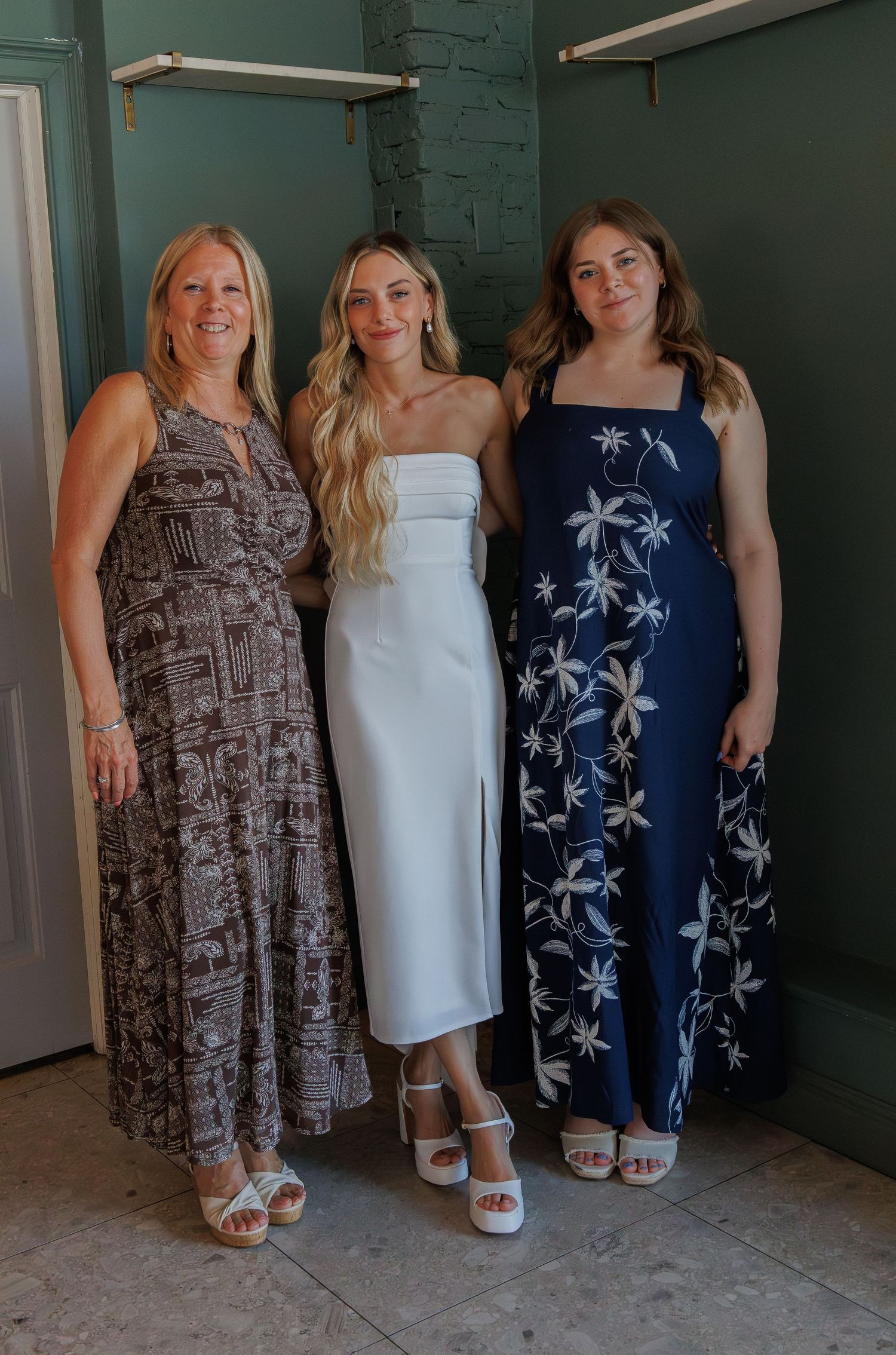 Mother, sister, and bride at bridal shower