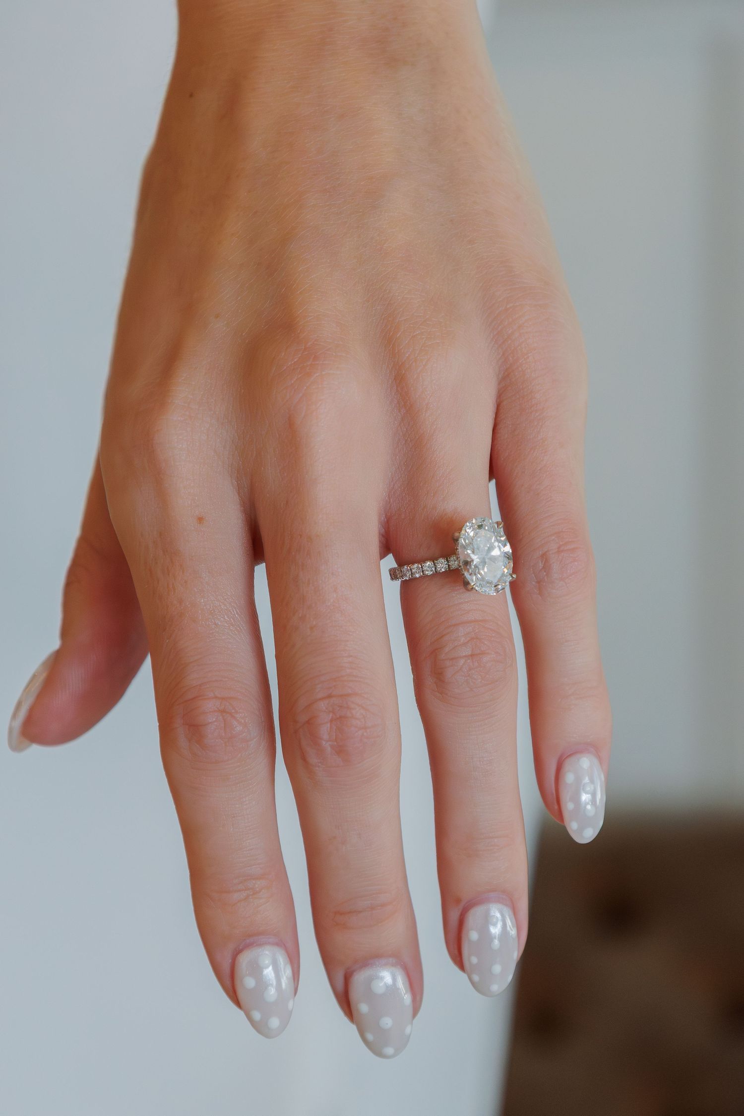 Beautiful close up on engagement ring at bridal shower