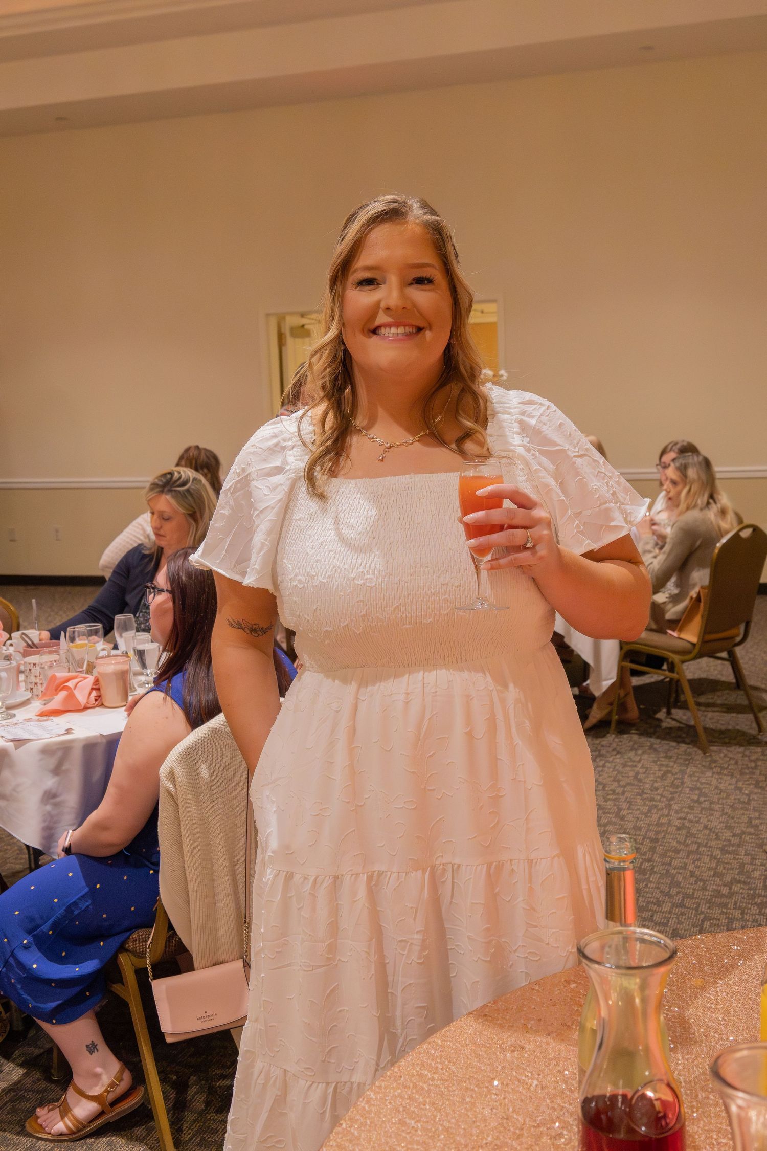 Bride smiling at bridal shower in Dickson City