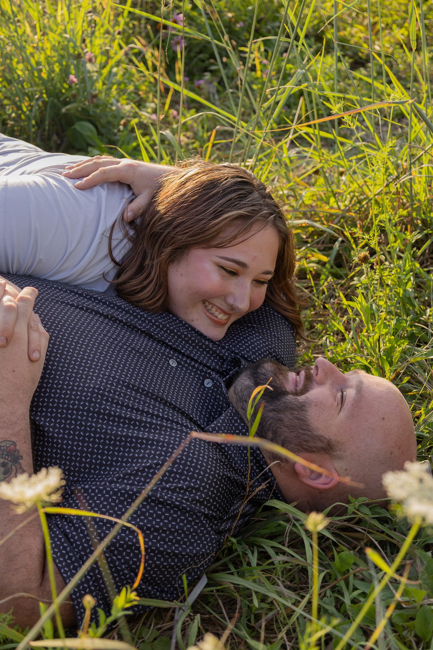 Engagement session at Ballas Park in Wind Gap, PA. Summer and wildflower field.