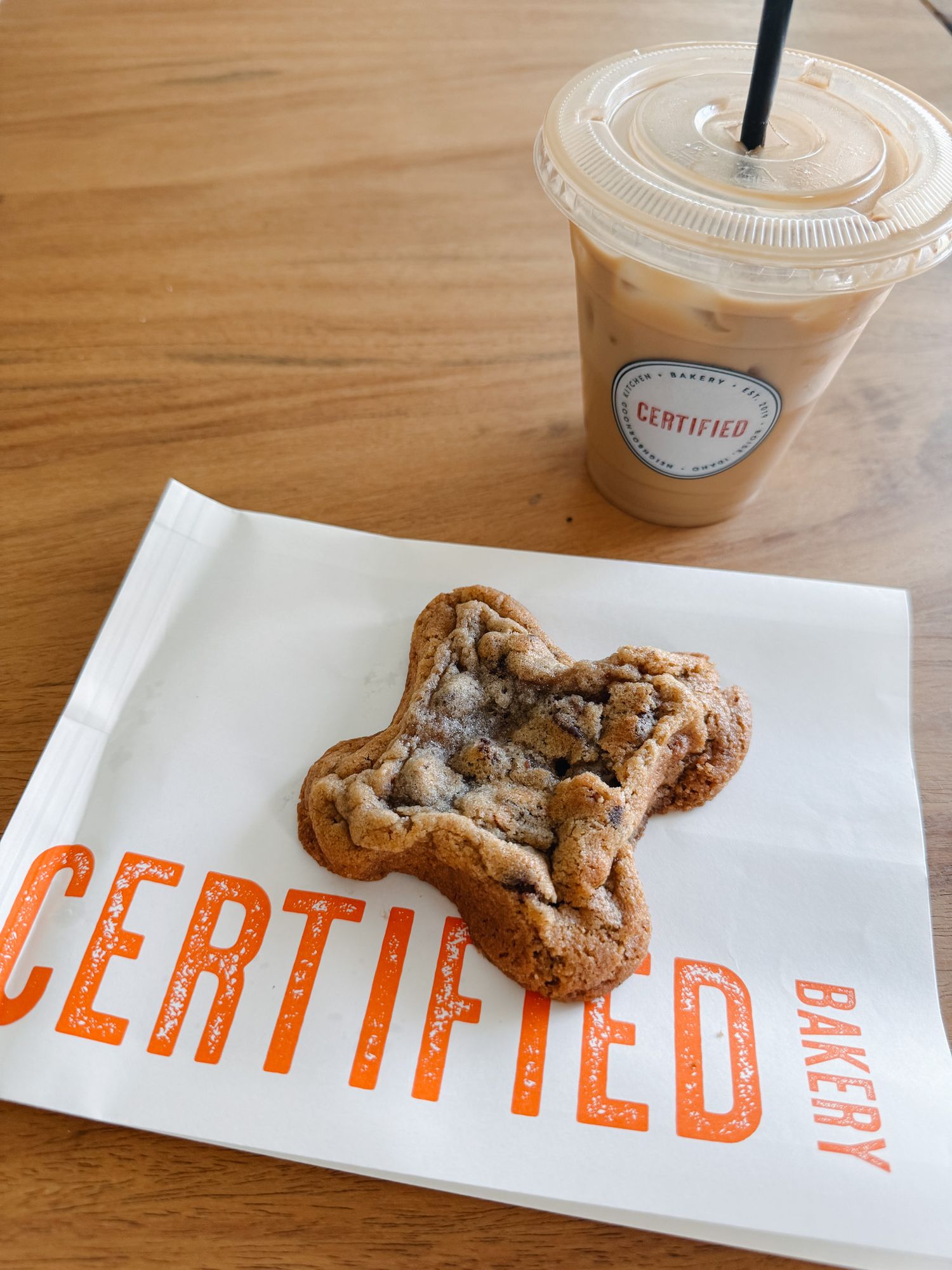 certified starship cookie and an iced latte in boise