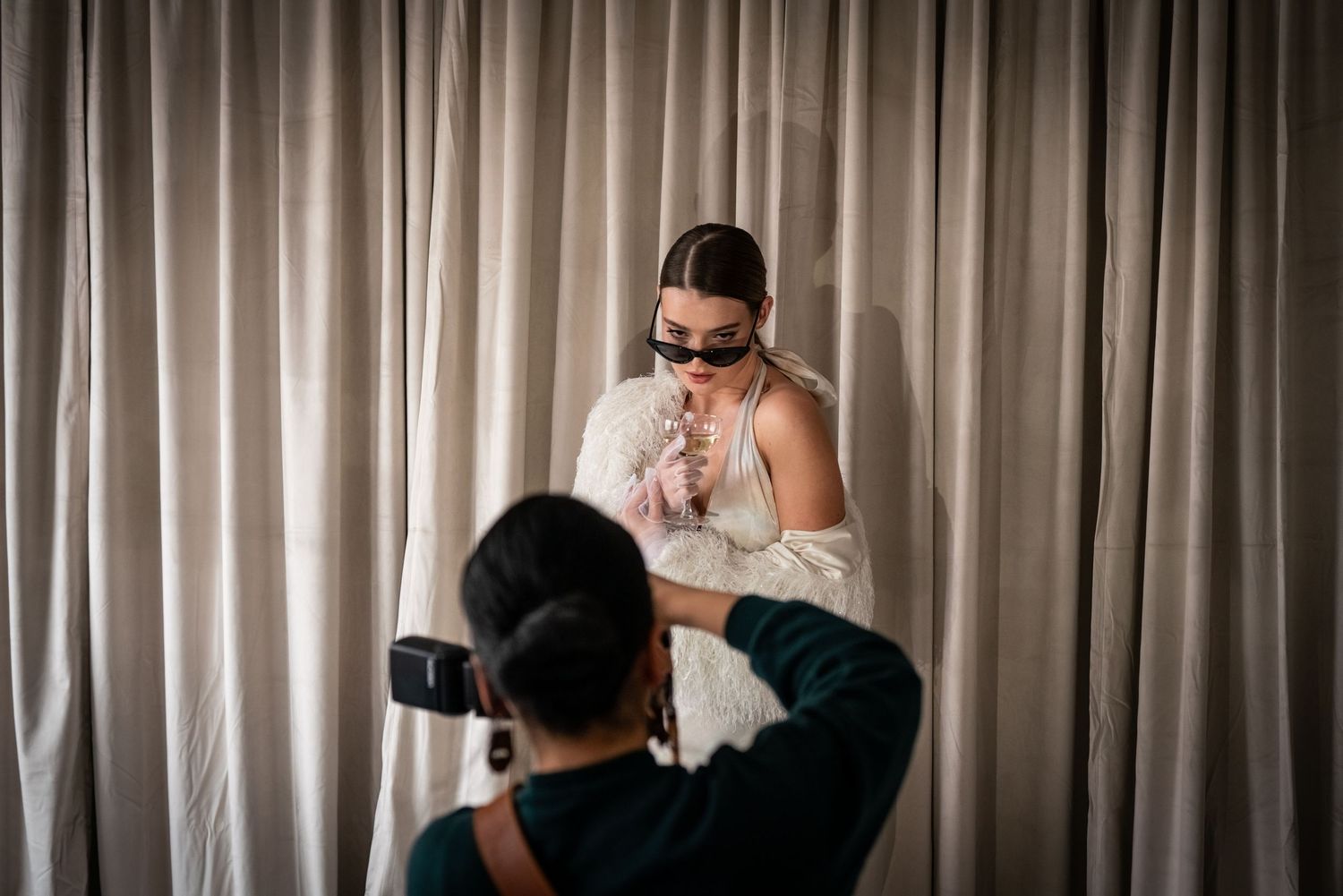 Wedding preparation scene with formal attire and getting ready moments.