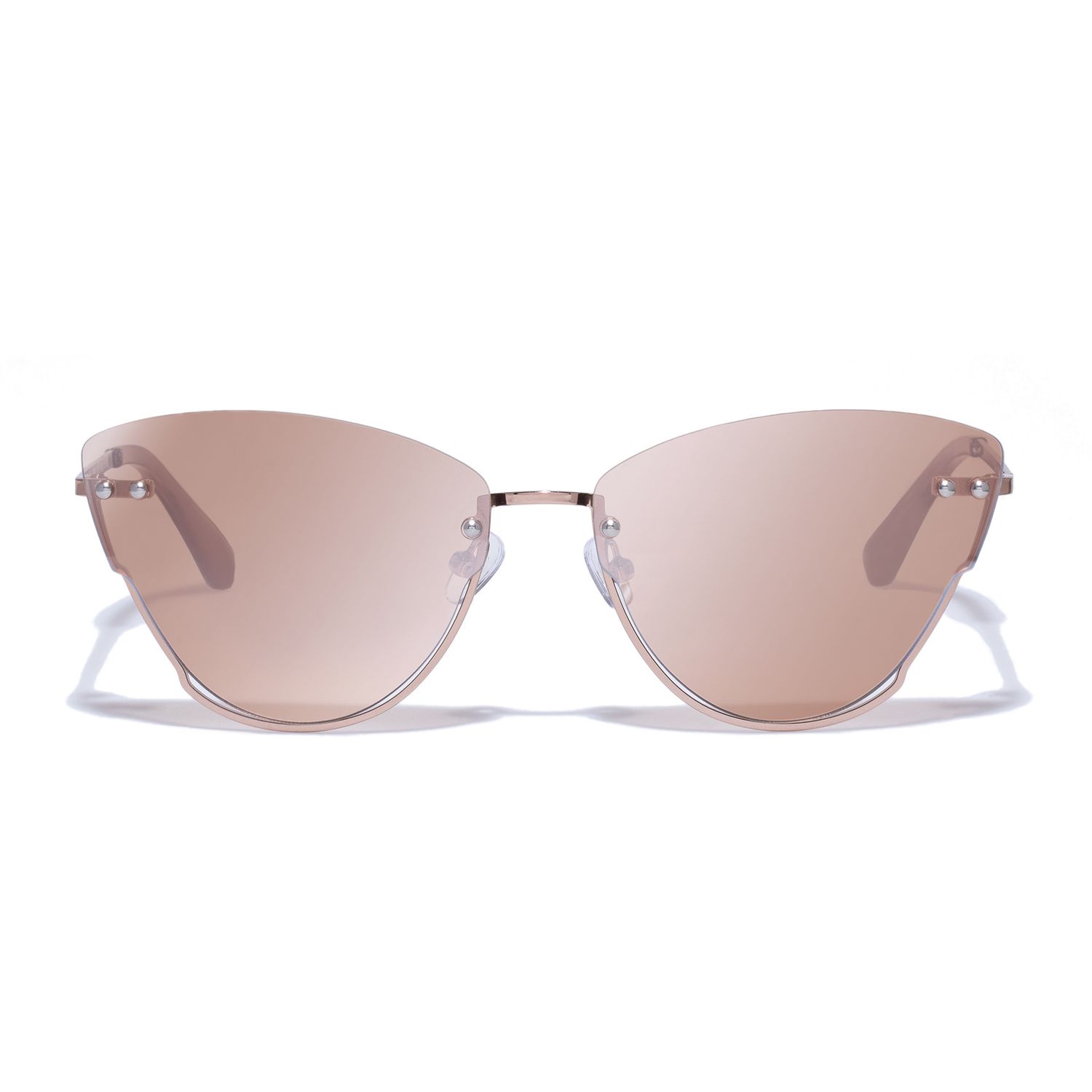 Le Specs eyewear brand website homepage featuring sunglasses and a croissant on blue background.