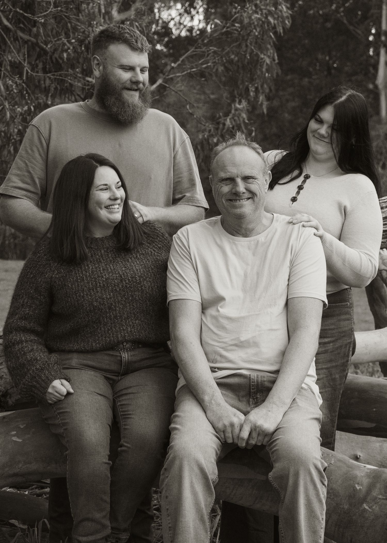 Grandpa and his adult kids candid,  in the afternoon at lifestyle family photography session in Trafalgar, West Gippsland.