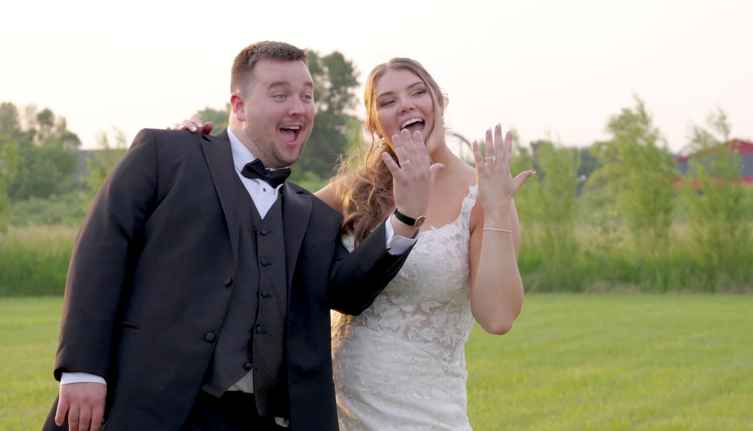 A screenshot of a wedding film by Evan Patzwald Media.