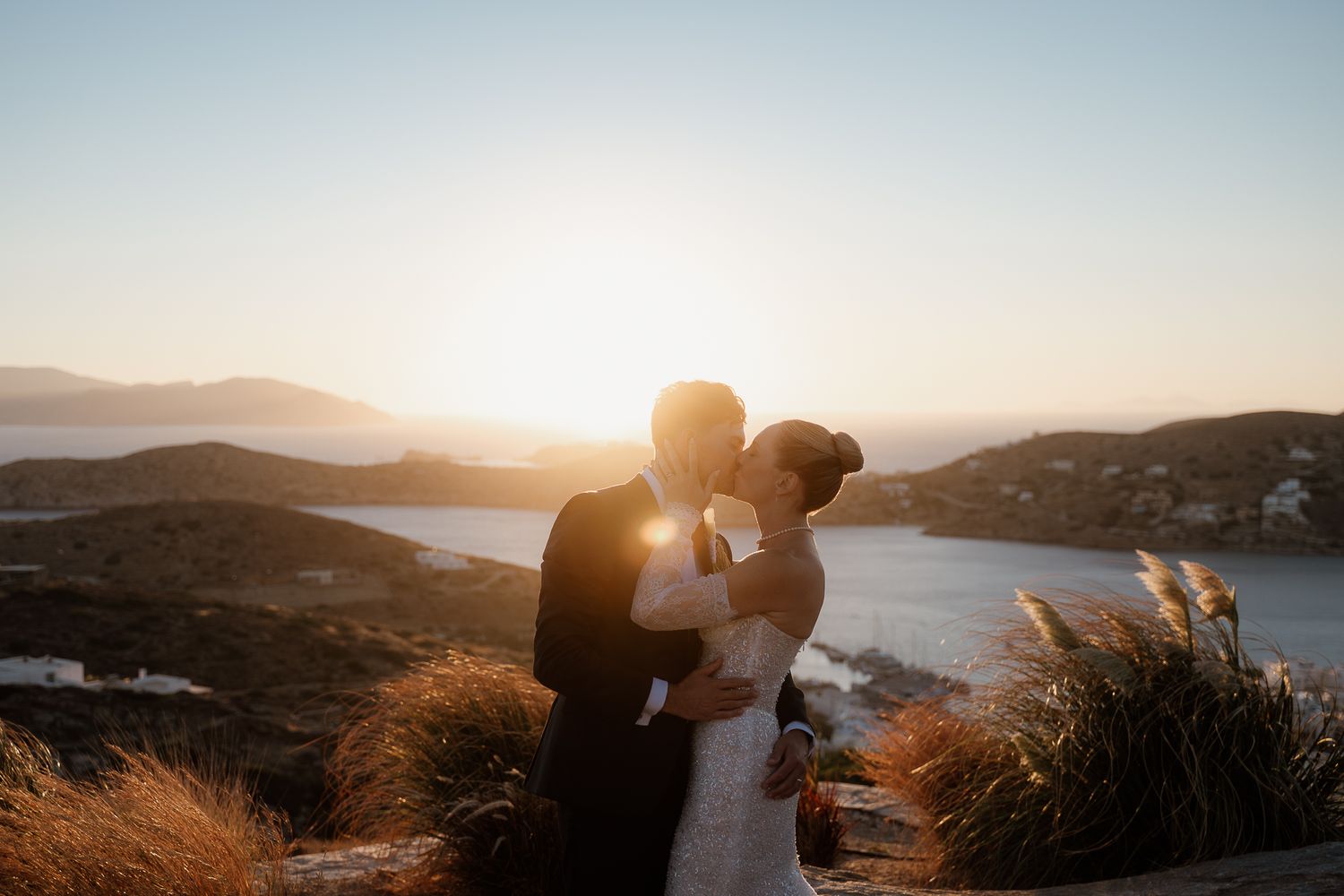 sunset couple photo documentary wedding photographer Ios Paros Tinos Mykonos Greece