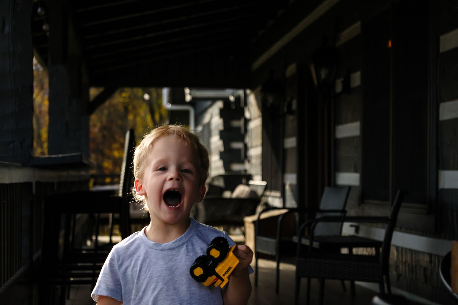 silly photo of a little boy