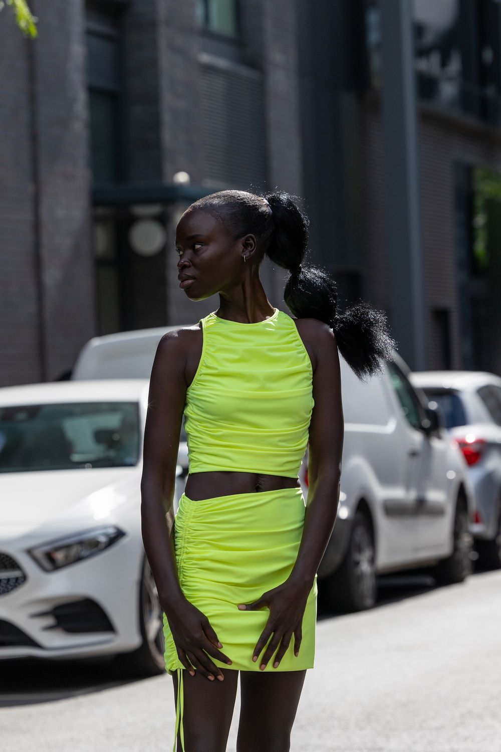 London fashion photographer – editorial street style portrait during LFW, captured by Shot by Farheenxo