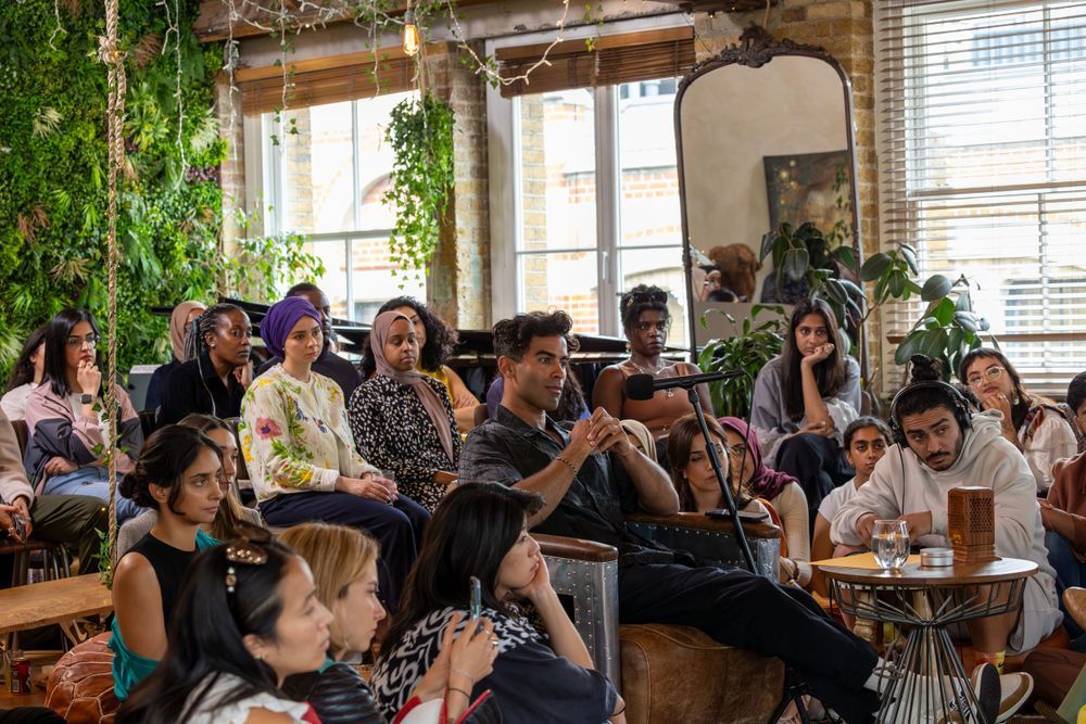 Event Photography for Nadir Nahdi with Aditi Mayer live podcast event in London by Farheen Shaikh