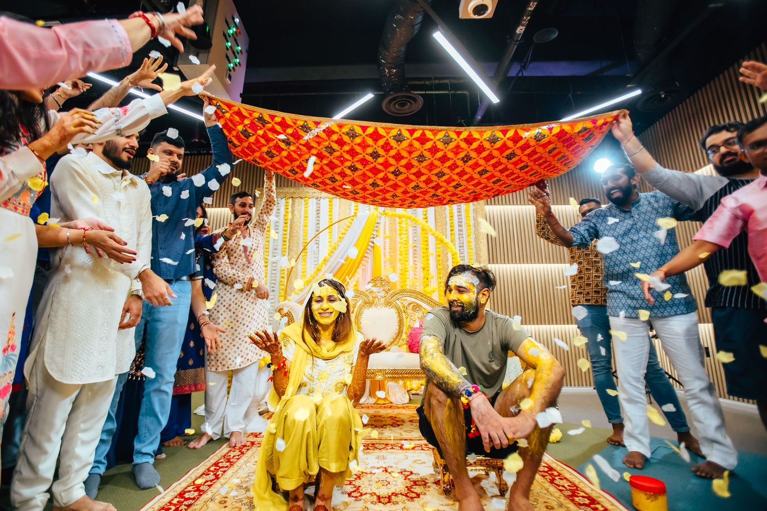 Indian pre wedding ceremony with oil and bangle ritual, family celebration Singapore