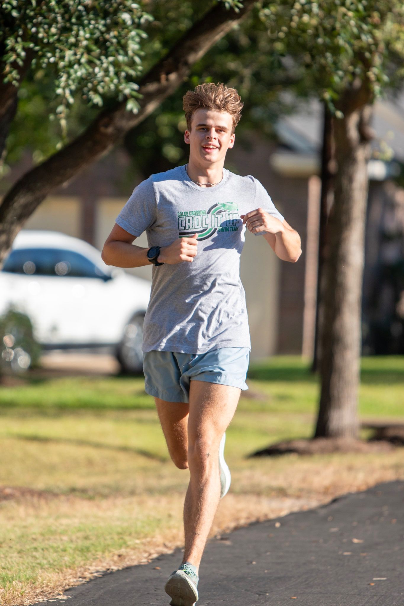 Patrick Dunn running a Coles Crossing splash-in dash.