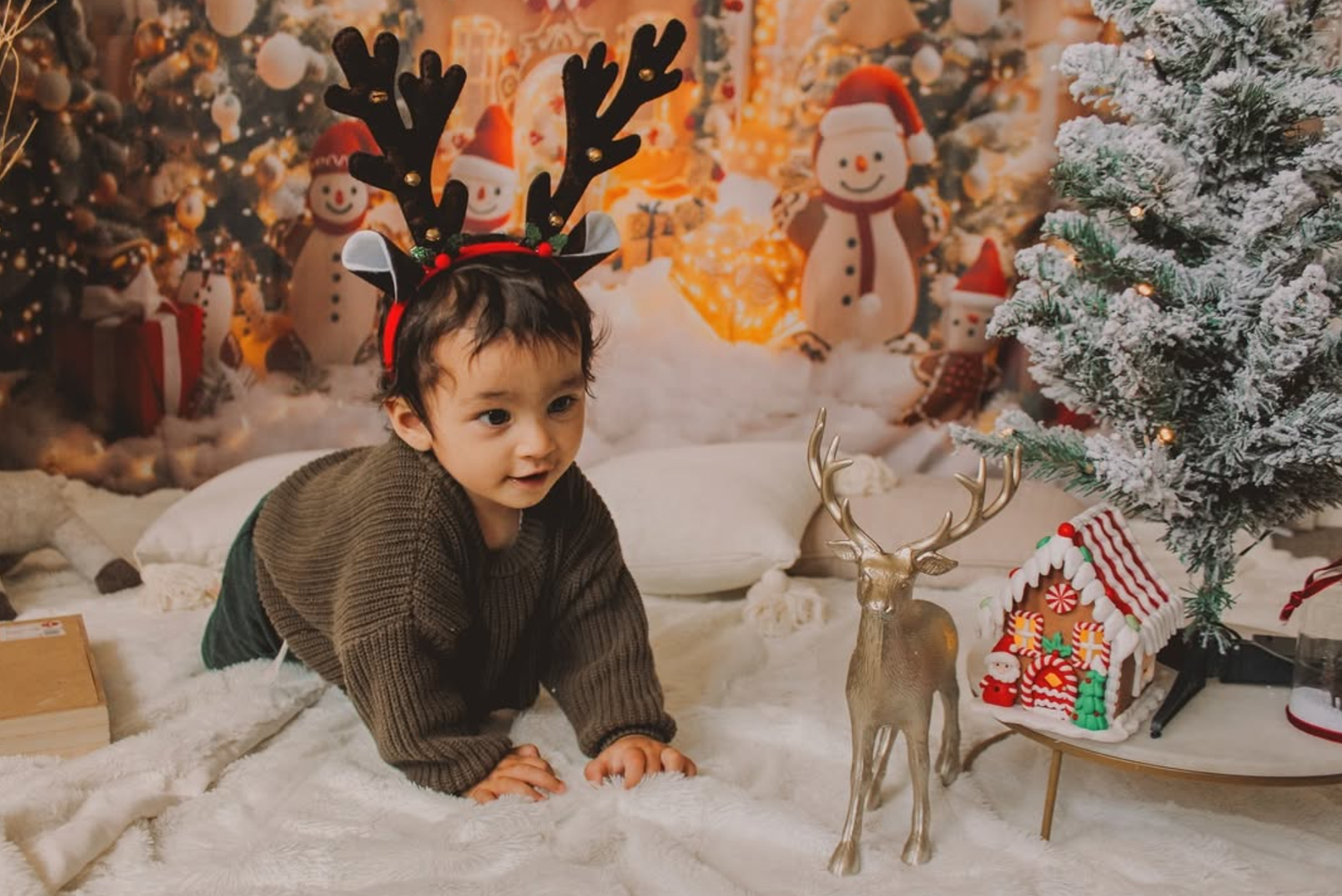 Warm winter Christmas mini sessions photos, Auckland studio.