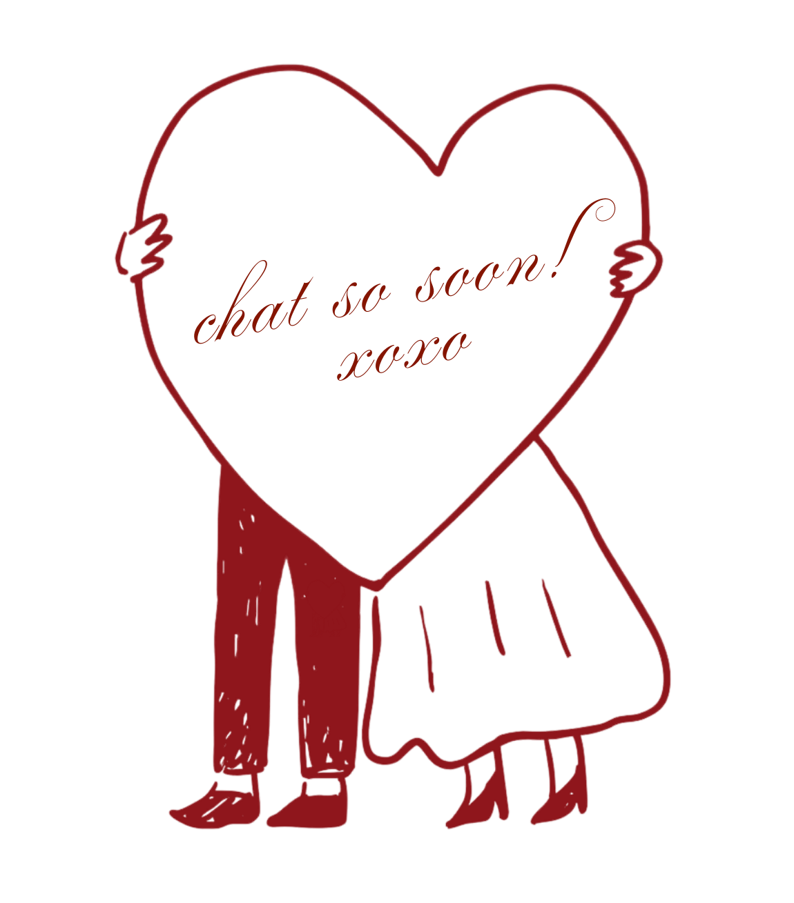 A red heart illustration with text inside it repeats in a horizontal pattern against a white background.