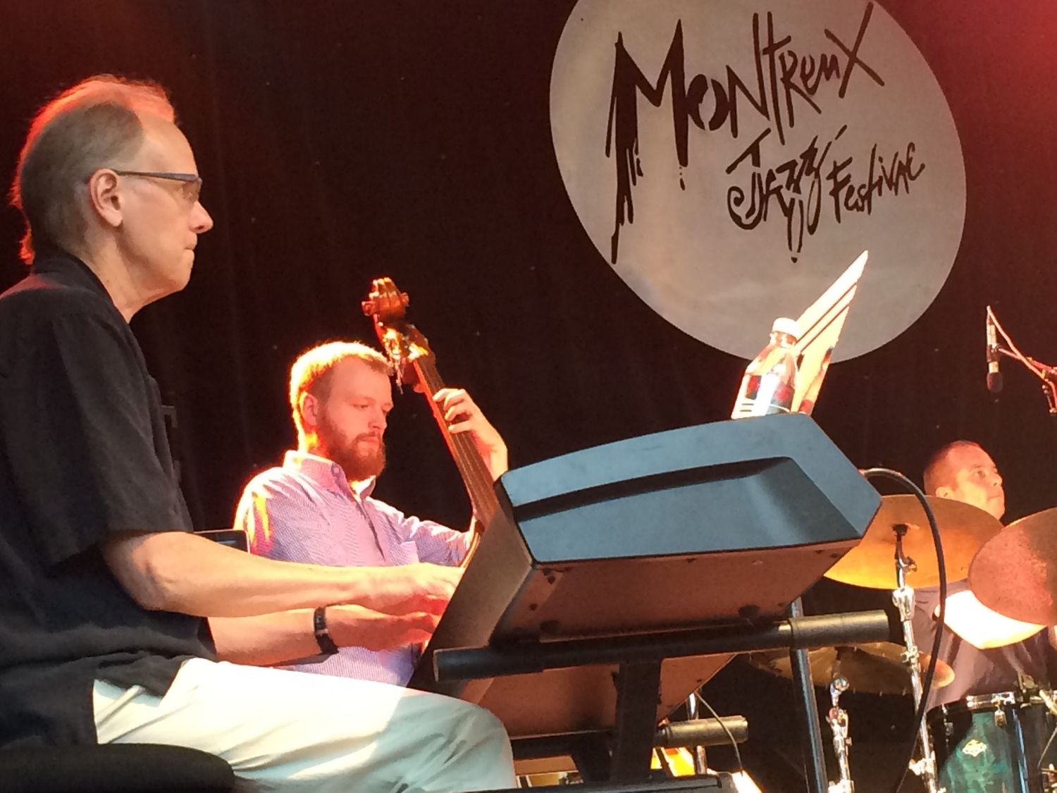 Musicians performing on stage at Montreux Jazz Festival.