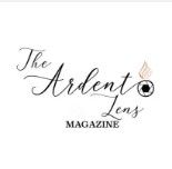 Elegant black calligraphy logo for The Ardent Lens Magazine with decorative bullet point embellishment.