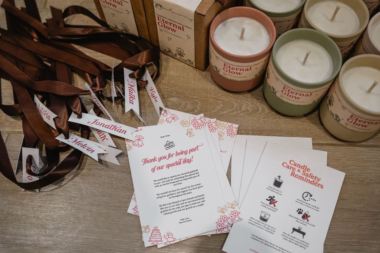 Thea & Lennon's Handmade Candles for Their Wedding