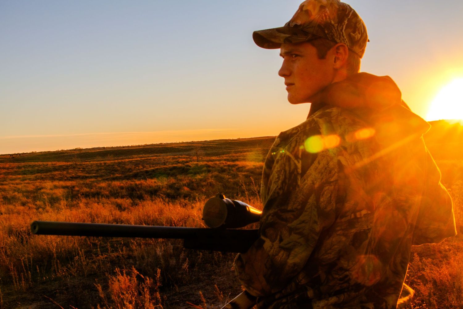 A portrait of a person hunting
