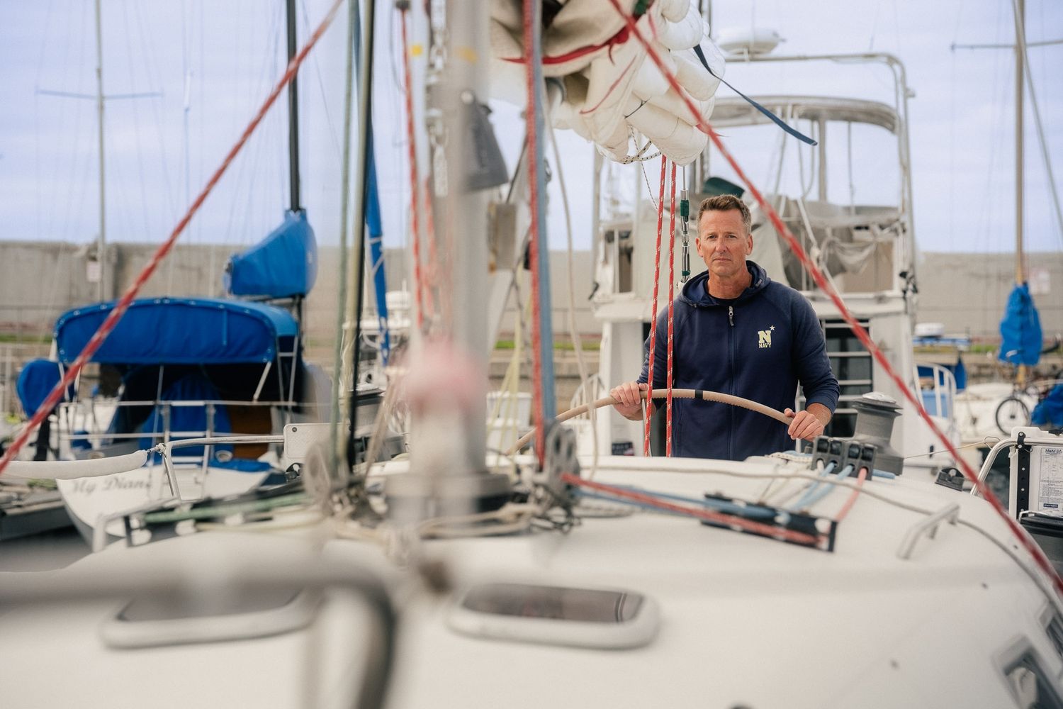Taipei personal branding portrait of a founder on a sailboat for a professional brand session