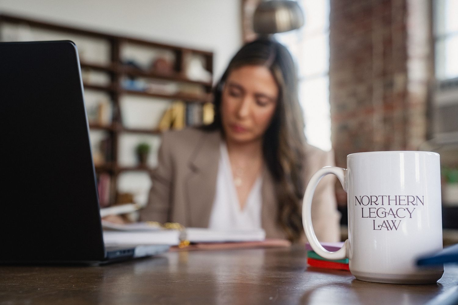 Professional personal branding photography in Taiwan for a lawyer working at a desk
