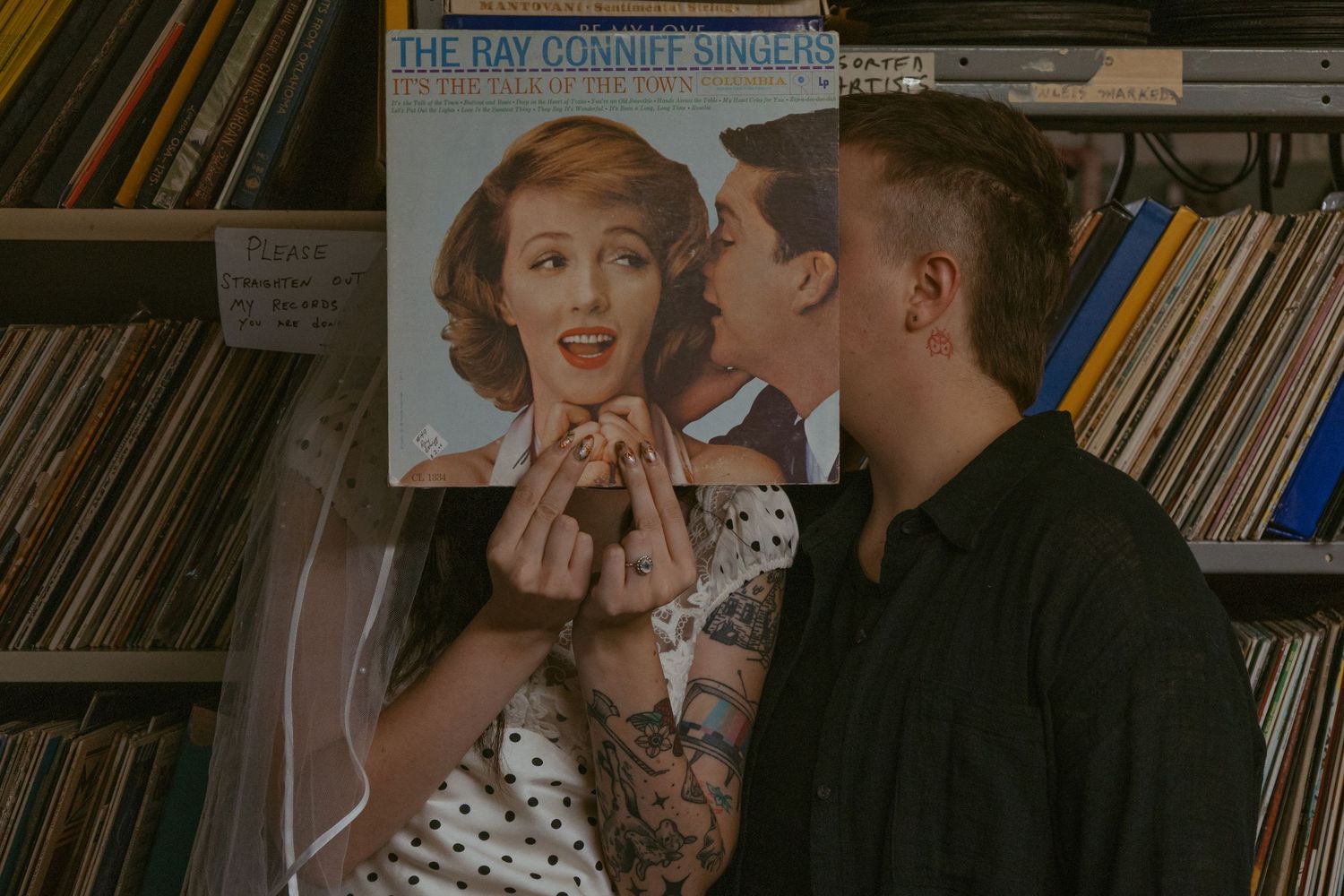 A romantic couple sharing intimate moments in a vintage-style photo collage.