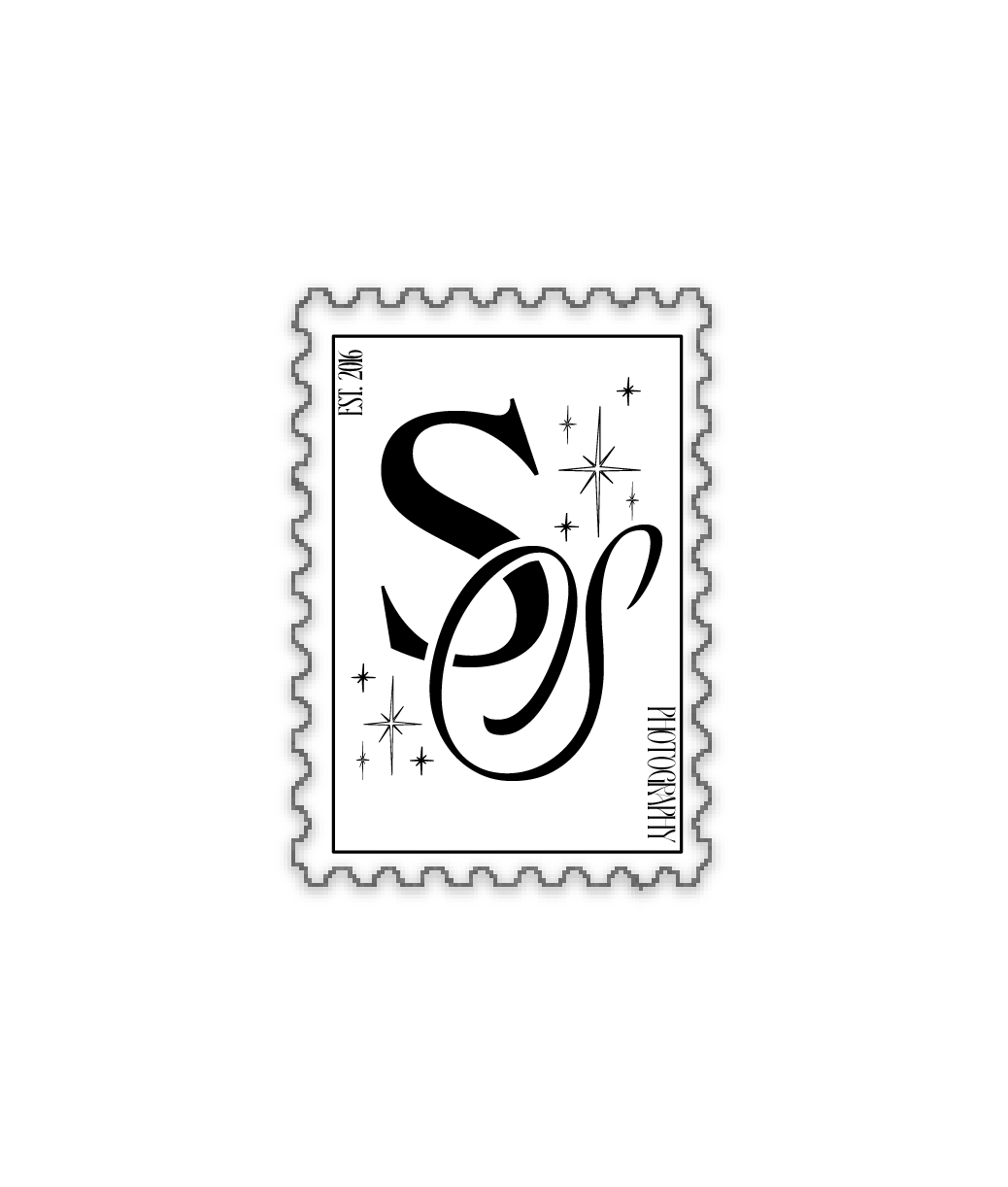 A series of minimalist postage stamp designs with black curved lines and plus symbols on white backgrounds.