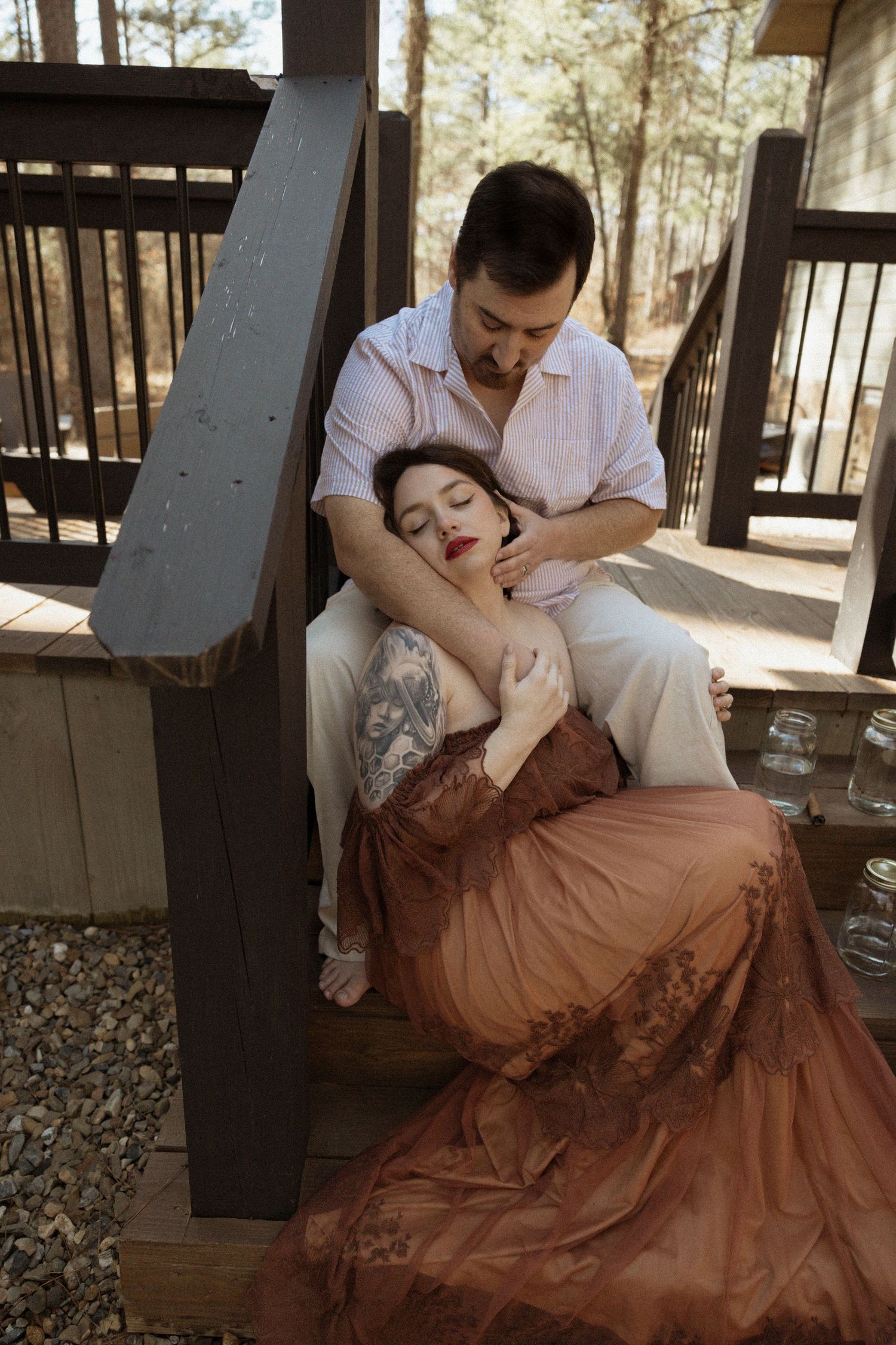 Couples photography session in Oklahoma cabin