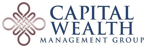 Capital Wealth Management Group logo featuring an ornate knot design in brown with blue text.