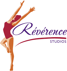 Reverence Studios logo featuring a stylized dancer in red with purple text.
