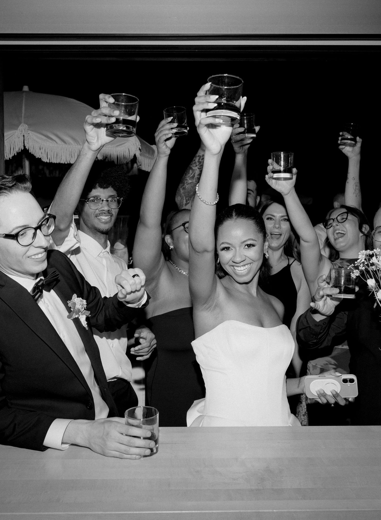 Bride & groom portrait with flash.