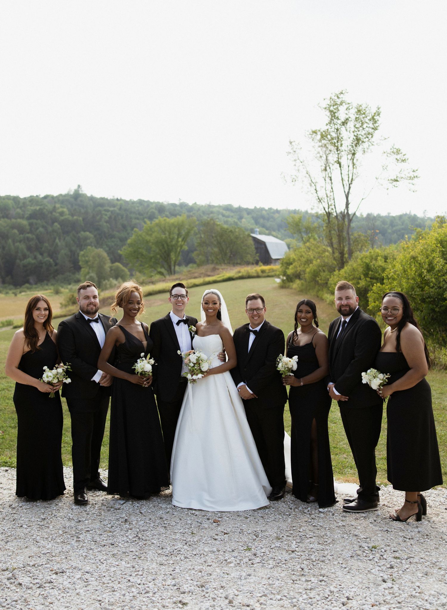 Wedding party group portrait.