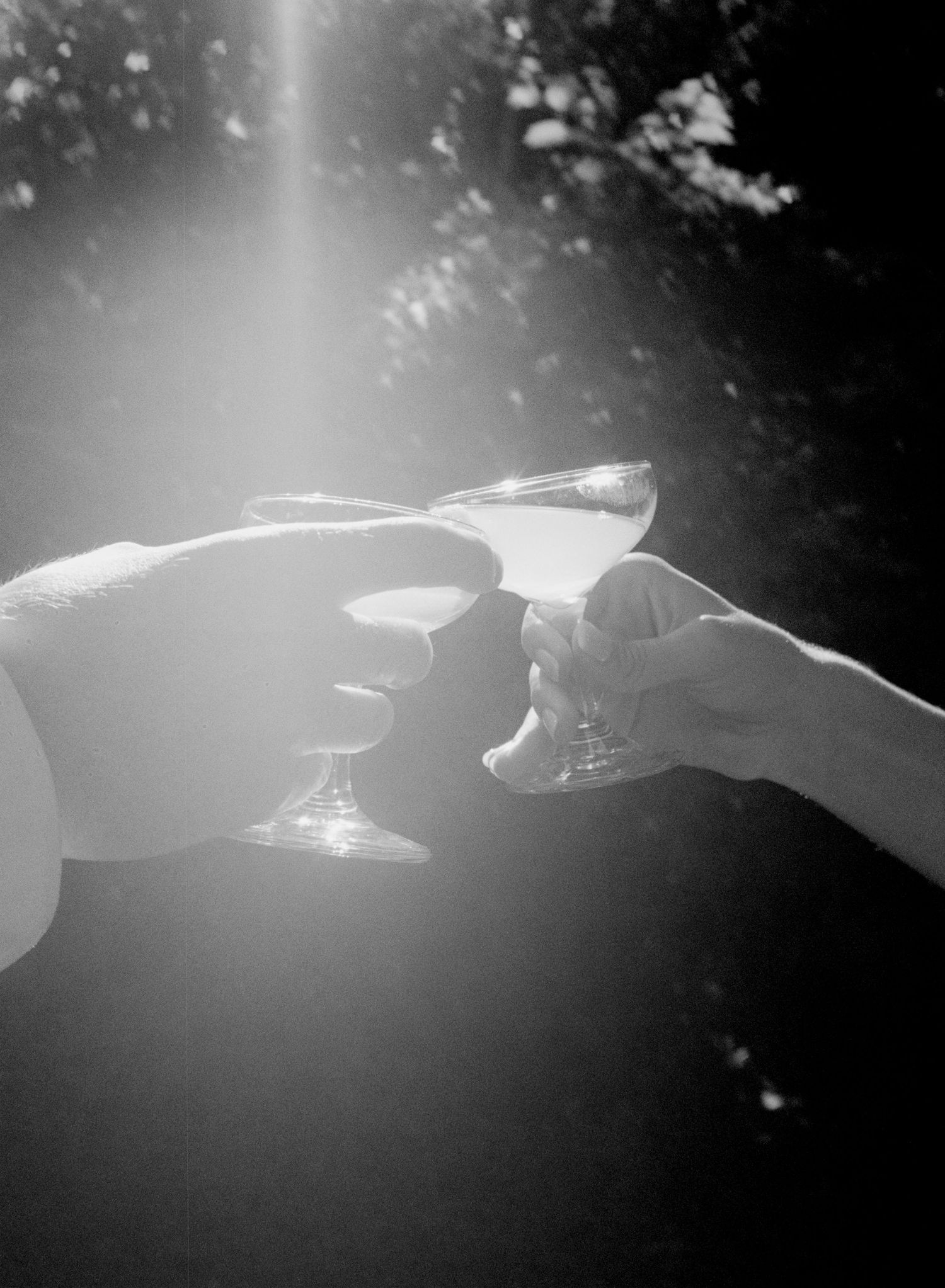 Close up photo of champagne glasses.