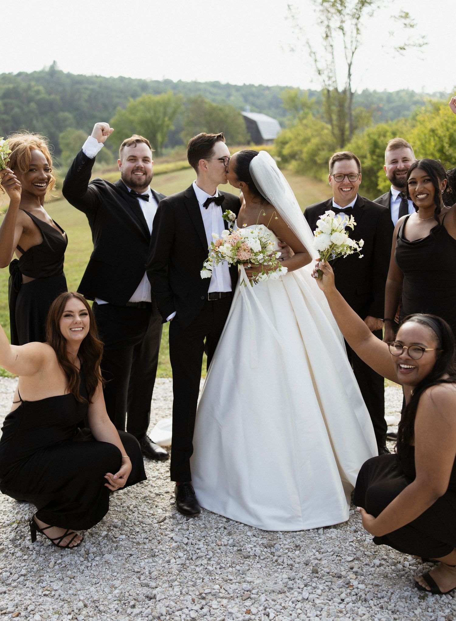 Wedding party group portrait.