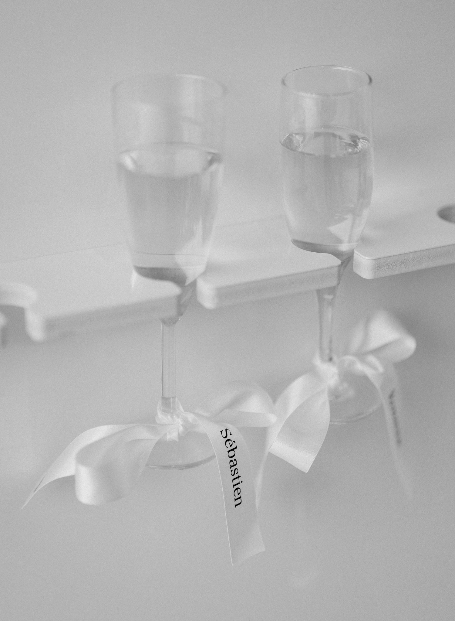 Close up photo of champagne glasses.