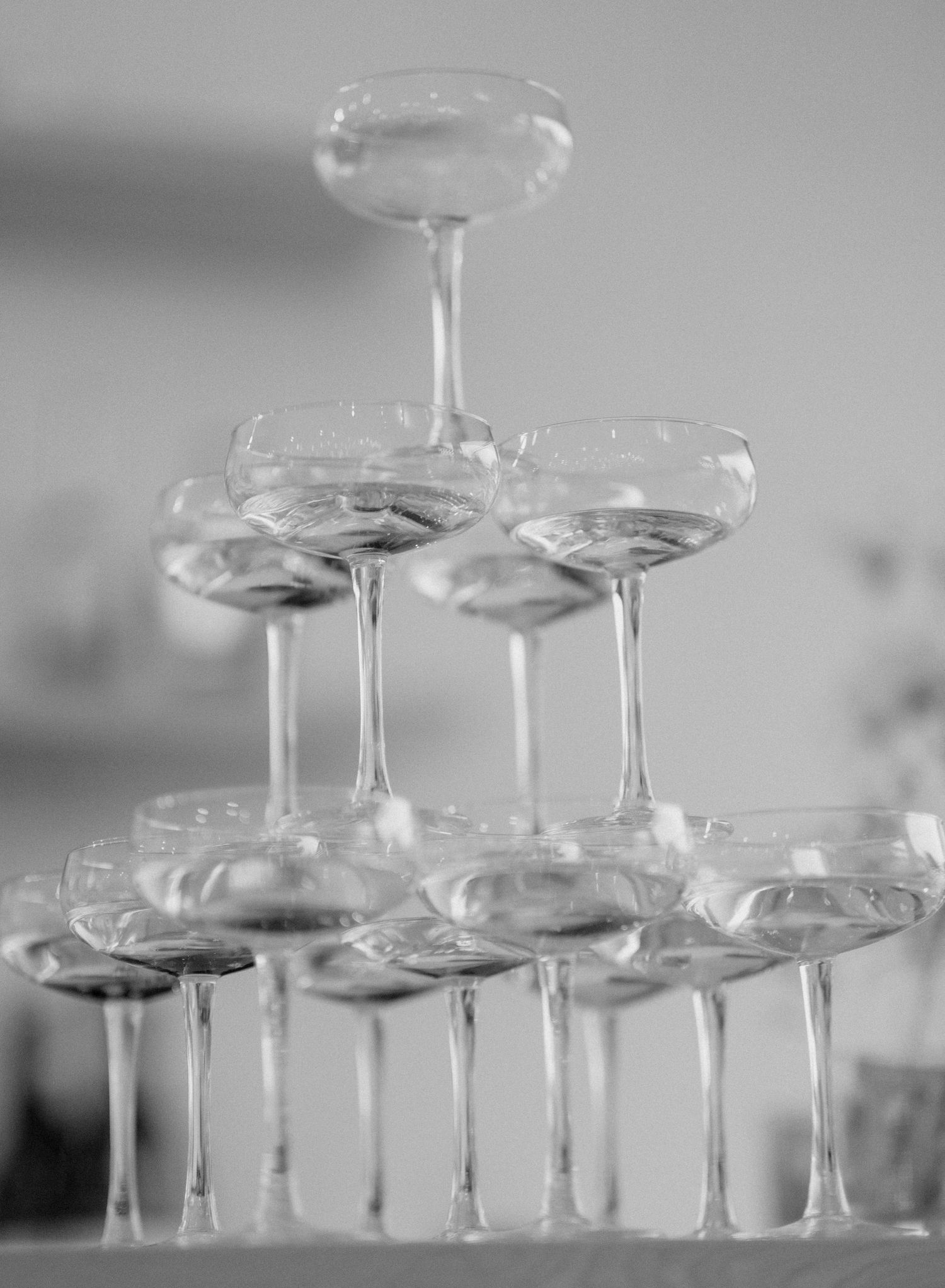 Close up photo of champagne glasses.