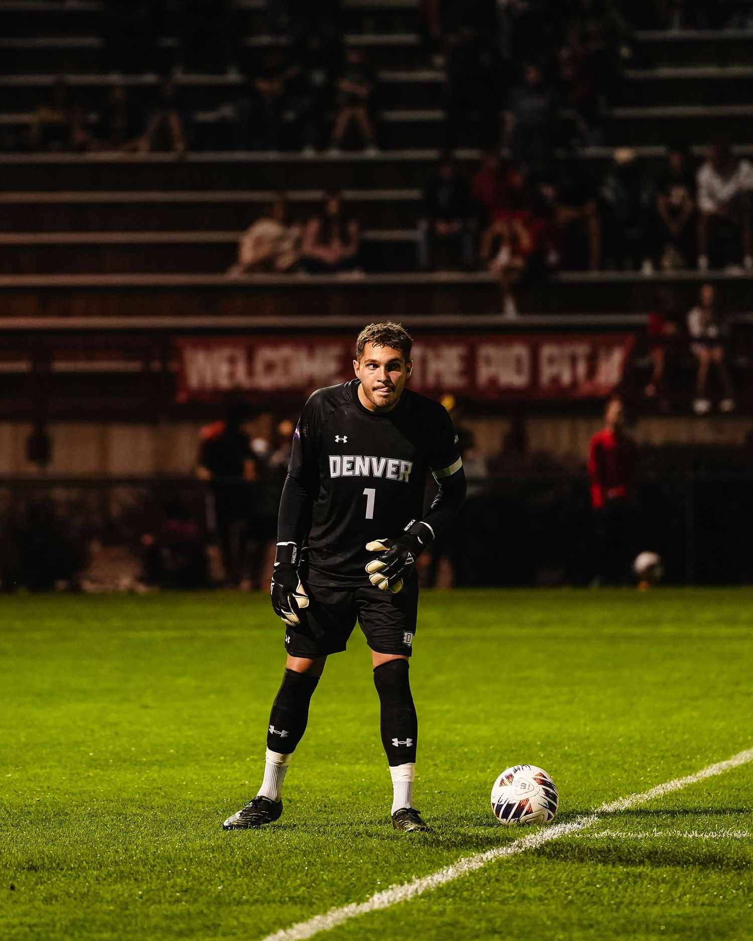 Goalkeeper at night.