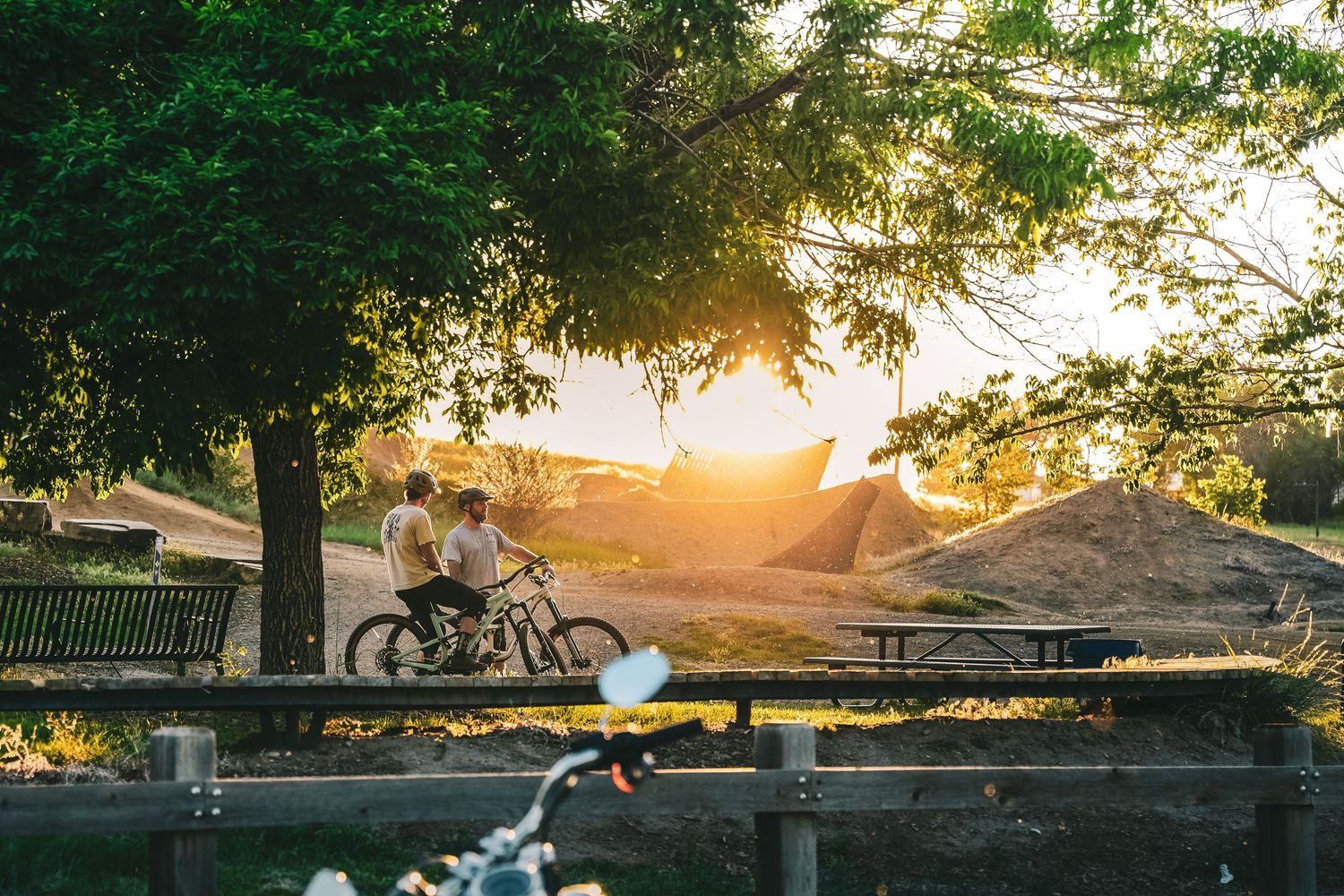 A scenic sunset view of biking dunes.