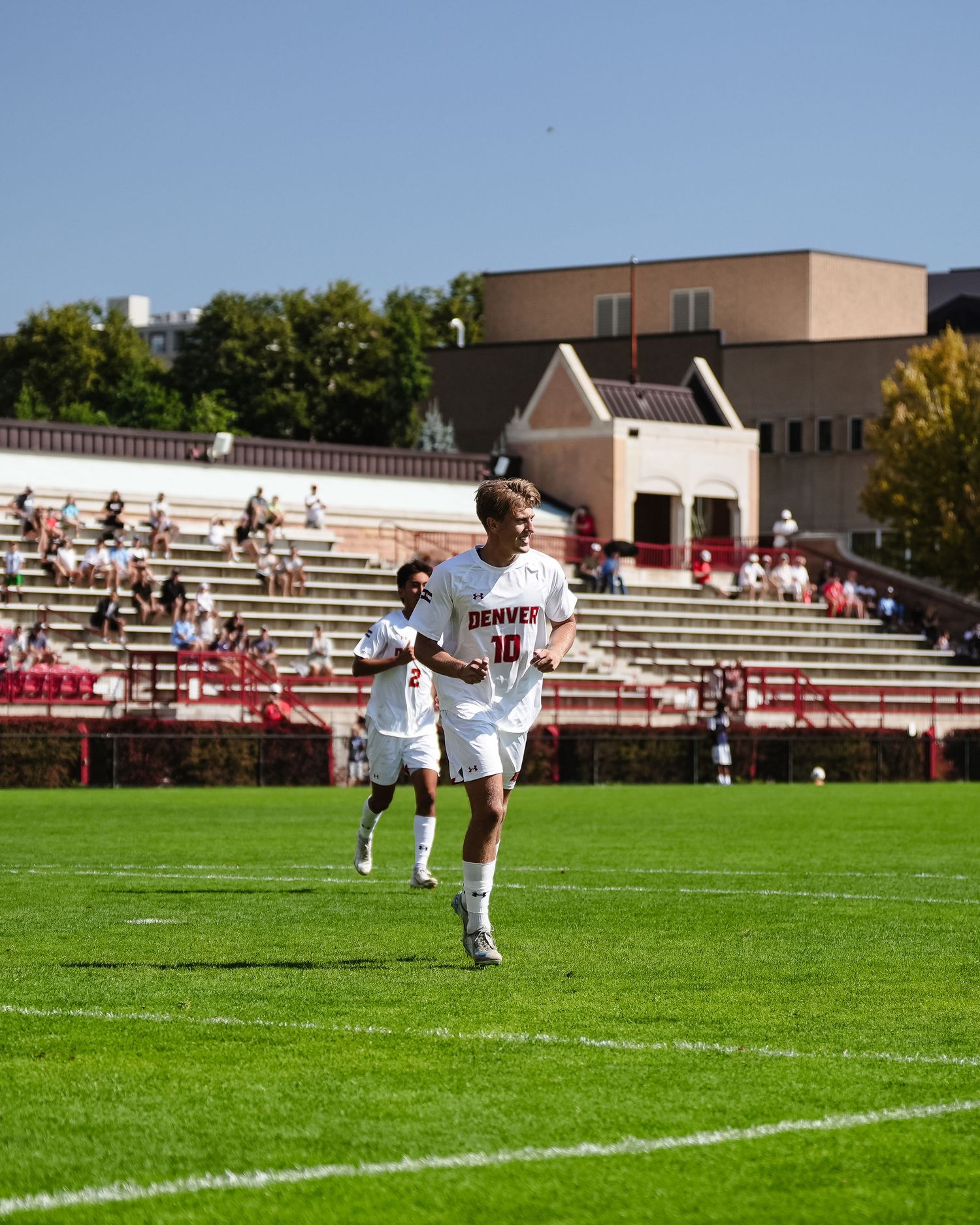 Soccer player celebrates.
