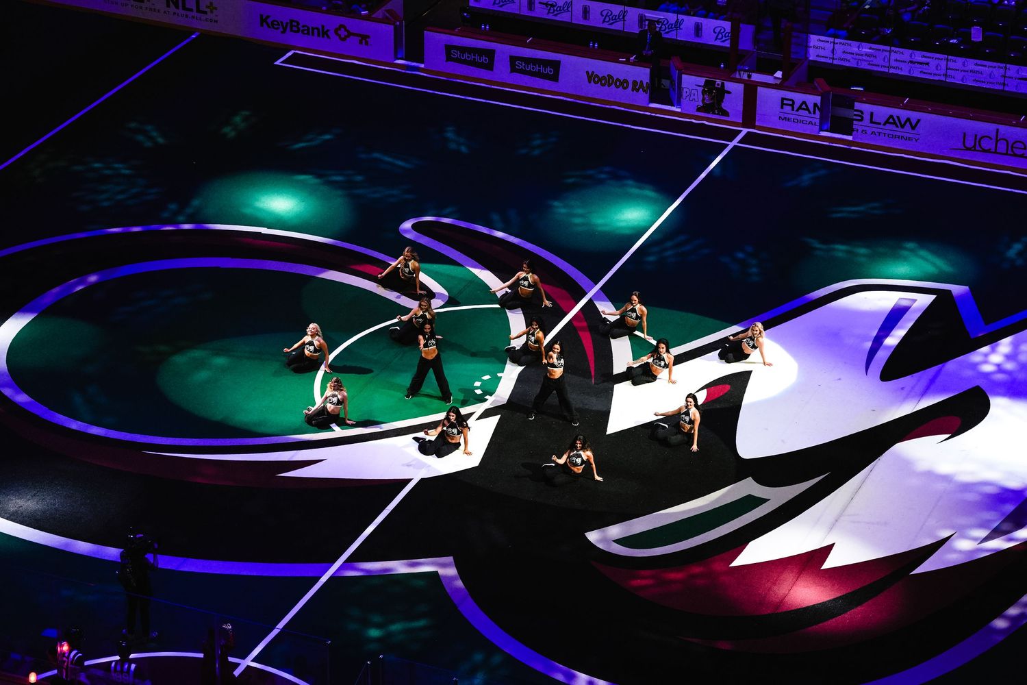 Cheerleaders performing.