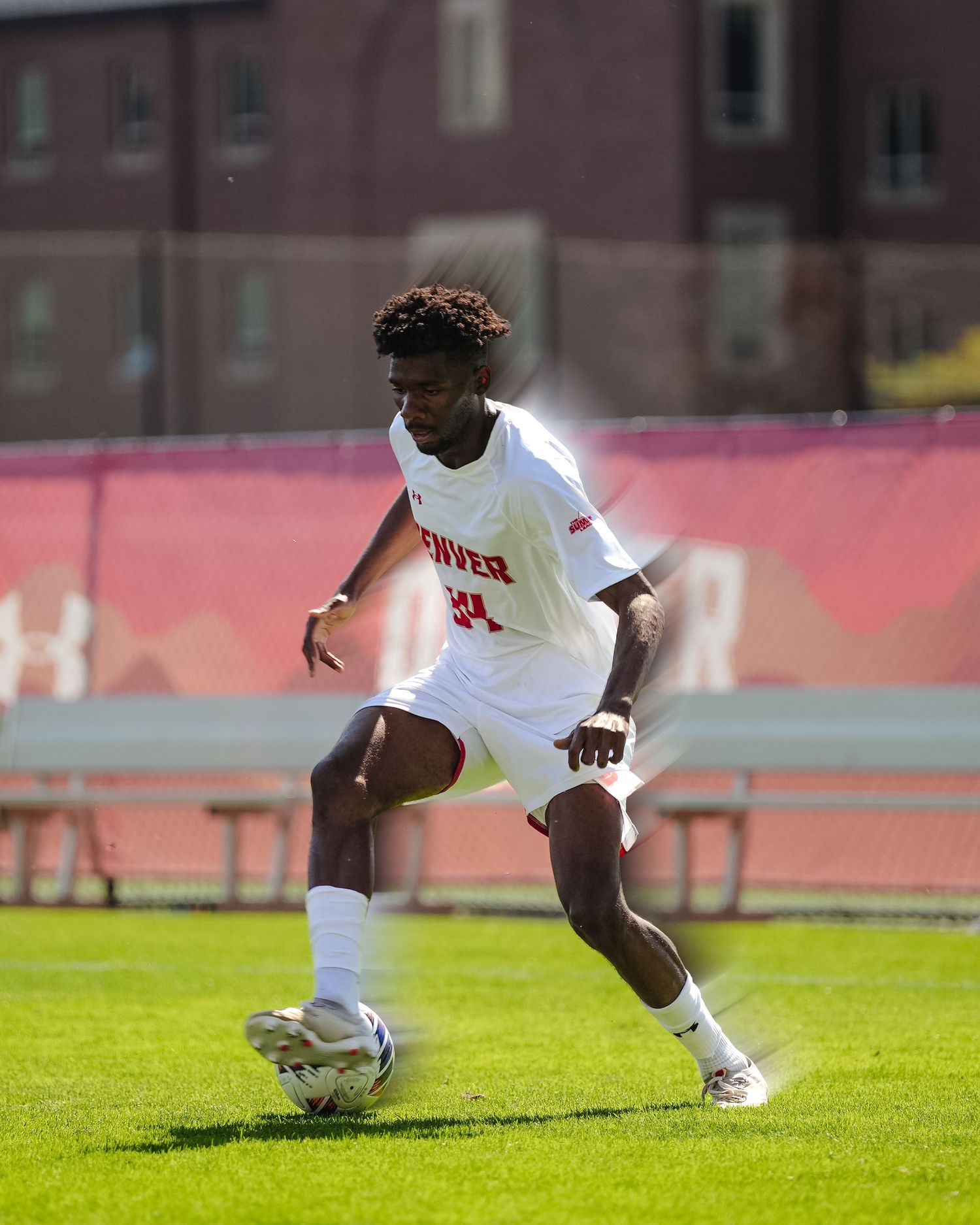 Soccer player performing fancy footwork.