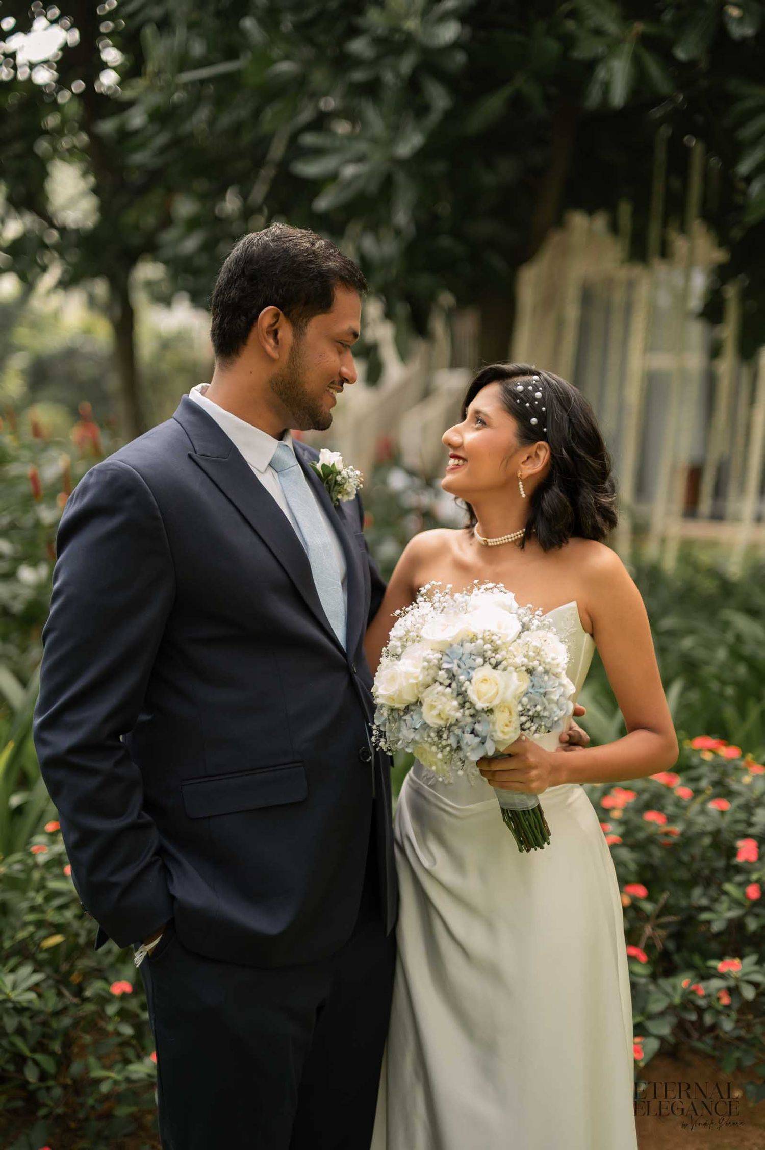 Candid wedding moment portrait between bride and groom Natural wedding moments captured in Sri Lanka