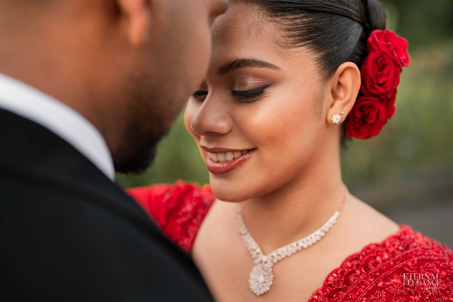 Candid wedding moment portrait between bride and groom Natural wedding moments captured in Sri Lanka